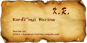 Korányi Rozina névjegykártya